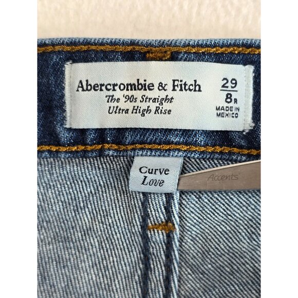 Abercrombie & Fitch 90s Straight Ultra High Rise Jeans 29R 8R - Picture 2 of 6